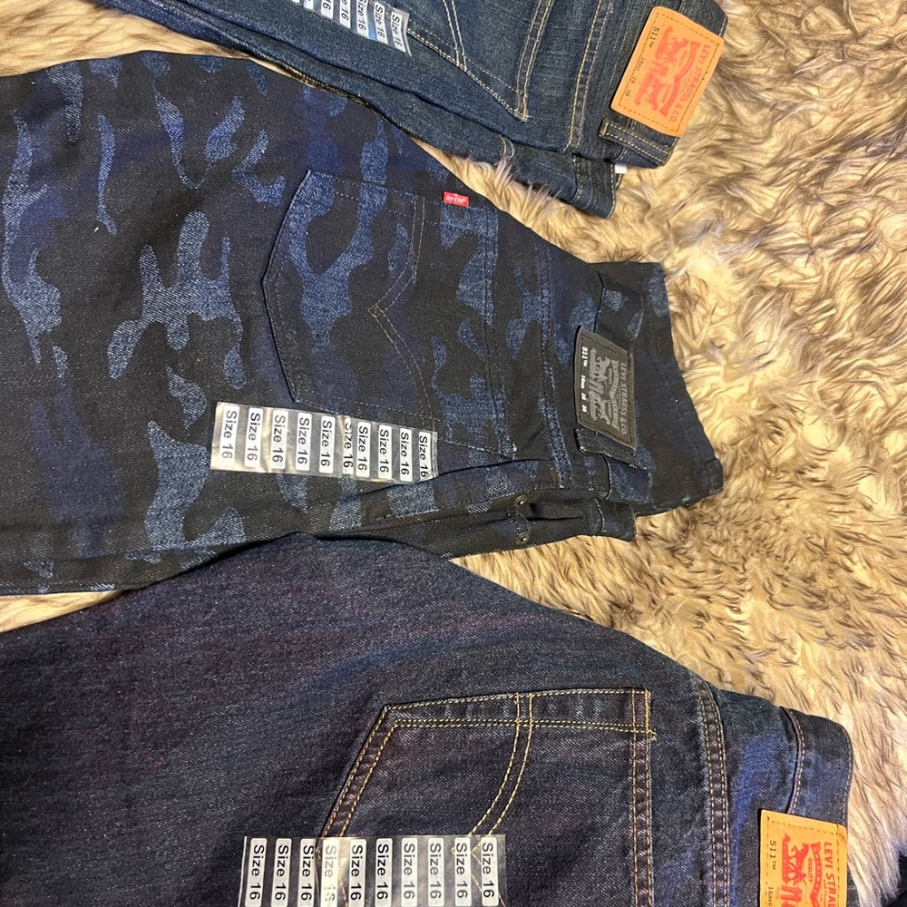 Levi's (new w/tags) Dark Blue (511s)Slim Jeans(3 pr) for BOYS Sz 16R - Picture 2 of 10